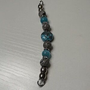 Elegant Blue and Gray Beaded key bag accessory. Missing hooks